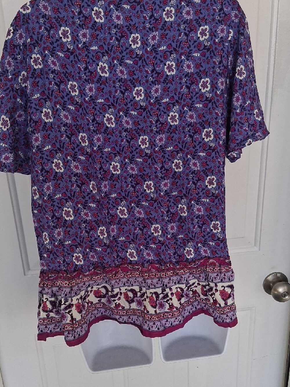 BloomChic Purple Floral Boho Tie-Neck Tunic - Picture 4 of 8